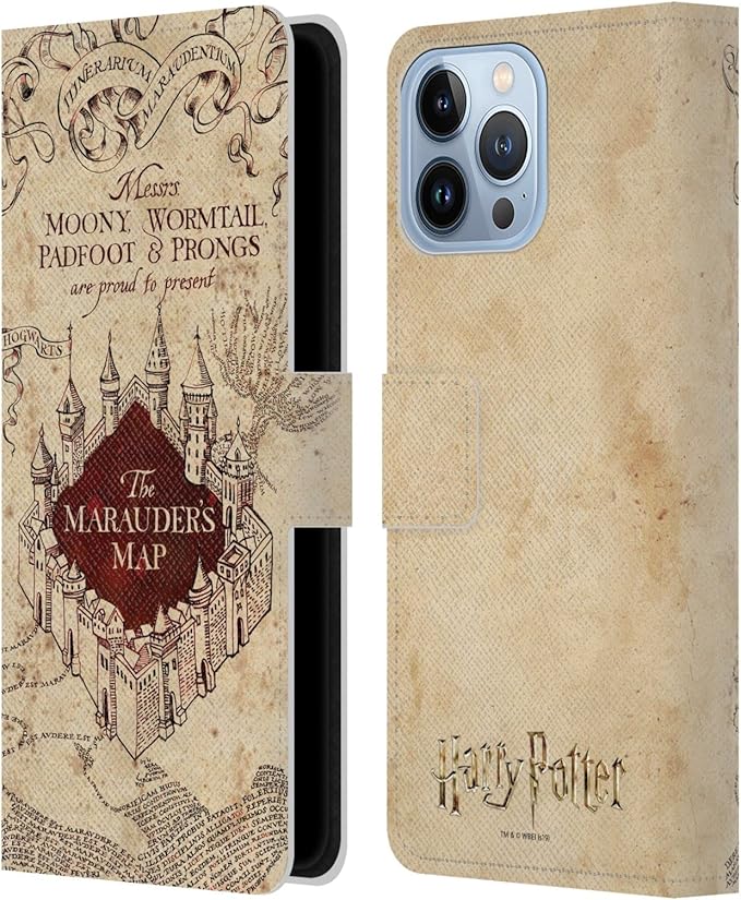 Head Case Designs Officially Licensed Harry Potter The Marauder's Map Prisoner of Azkaban II Leather Wallet Case Compatible with Apple iPhone 13 Pro Max