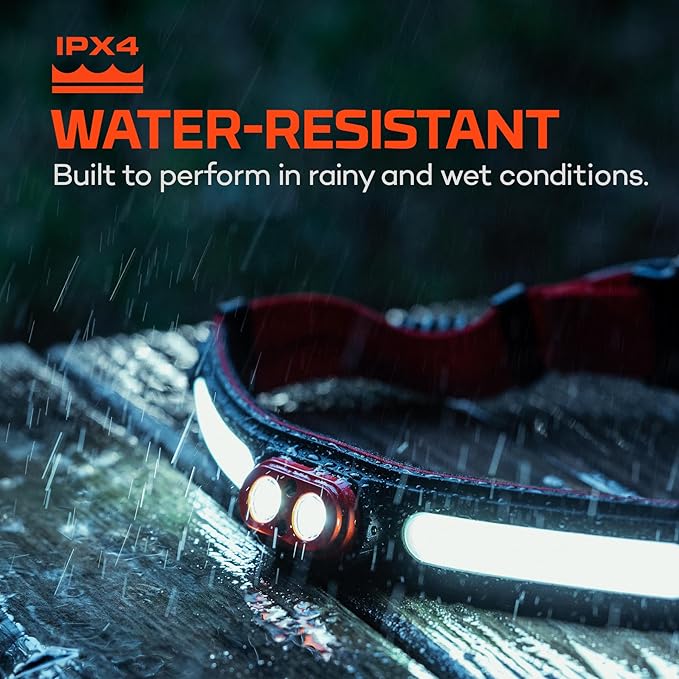 NEBO CurvBeam 600 Headlamp | 600 Lumens, 6 Light Modes, Rechargeable & AAA Battery Compatible, Lightweight & Balanced Fit, IPX4 Water-Resistant, Great for Running & Everyday Wear