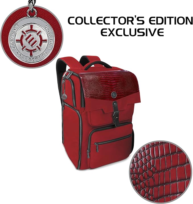 ENHANCE Collector's Edition DnD Backpack - RPG DM Bag for Dungeons and Dragons - DnD Bag fits 6-8 Books, 18" Laptop/DM Screen Slot, Miniature Foam Trays, Accessory Pockets, Map Strap (Dragon Red)