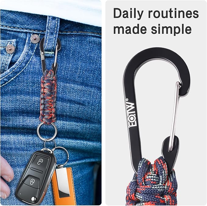 EOTW Paracord Keychain for Men Women Paracord Carabiner Backpack Keychain with Aluminum Clip for Camping Hiking Outdoor Gear