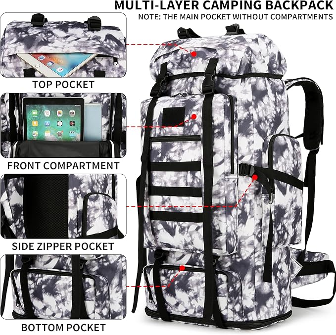 Hiking Backpack for Men 70L/100L Camping Backpack Military Rucksack Molle 3 Days Assault Pack for Climbing | Camping Backpack, 3 Days Assault Pack, for Climbing