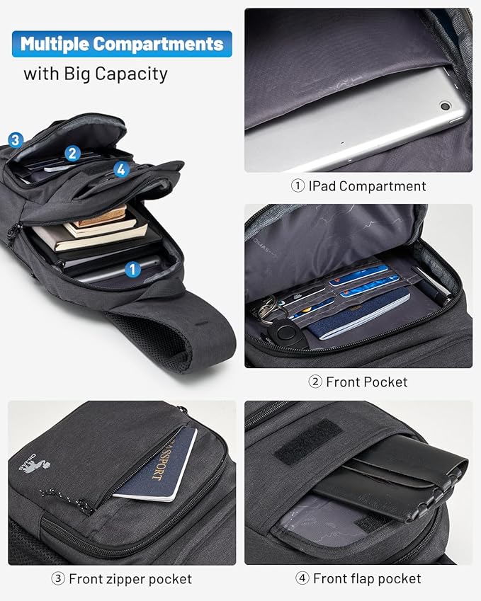 OIWAS Sling Bag Crossbody Backpack for Men, One Strap Backpack Hiking Daypack Chest Bag for Women