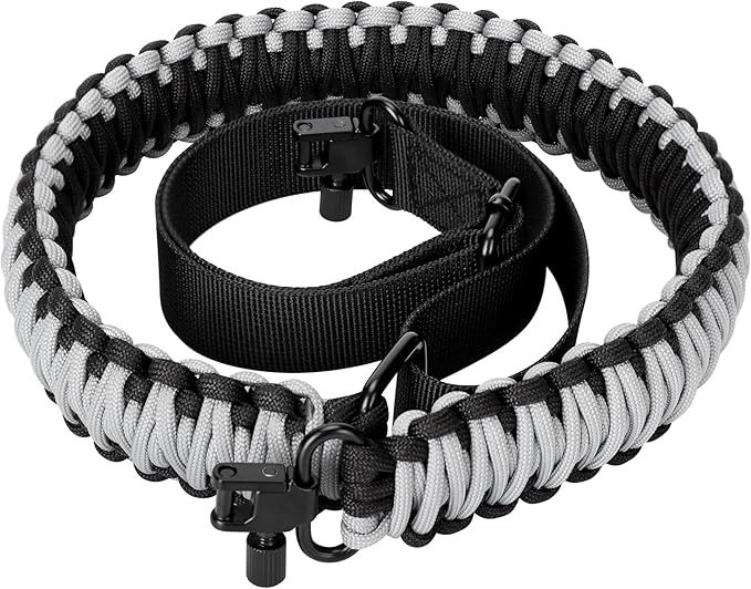 Double Braide 550LB Shotgun Sling 2 Point Paracord Rifle Sling,Non-Slip Traditional Adjustable Gun Sling for Hunting Shooting Camping
