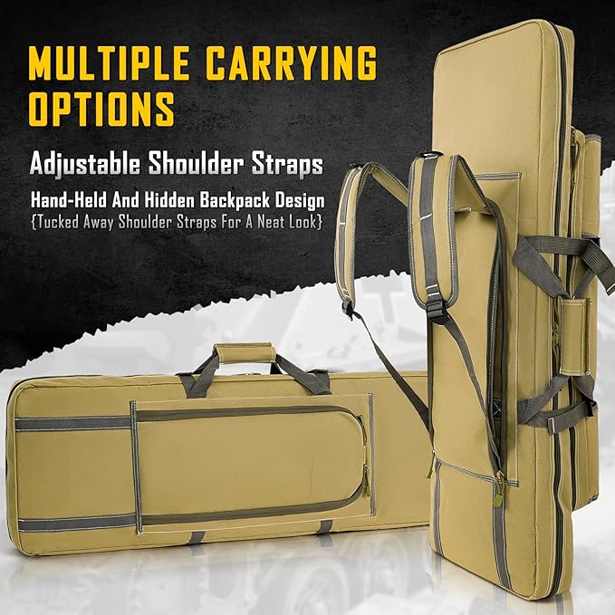 DULCE DOM 32/36/42/48/52 inch Double Rifle Case Soft Gun Bag for Rifles Pistols Storage & Transportation, All Around Shooting Range Tactical Backpack for Hunters Shooters, Gift for Boyfriend, Husband