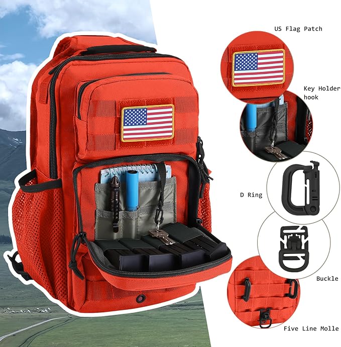 Rover Sling Pack Tactical Shoulder Sling Bag Backpack with Bottle Holder Crossbody Chest Bag, Orange