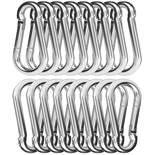 EPHECH 30PCS 3" Heavy Duty Spring Snap Hook, M8 5/16" Galvanized Steel Snap Hook Carabiner Quick Link Carabiner Clip, 500LBS Holding Capacity Quick Link Keychain for Swing Hammock Gym Outdoor