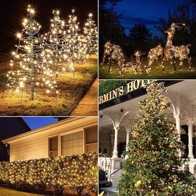 Brightown Battery Operated Christmas Lights 2 Pack 18 Feet 50 LED Clear Mini String Lights with 8 Modes Waterproof Tree Lights for Xmas Outdoor Indoor Holiday Party Garden Decor, Warm White