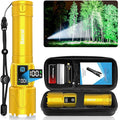 Banral Rechargeable Tactical Flashlights 2000 High Lumens - 5000mAh Super Bright LED Powerful Flash Light, Waterproof Handheld USB C Flashlight for Home,Car,Camping,Emergencies,5 Modes (1, Gold)