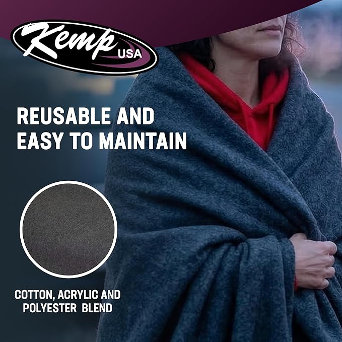 Kemp USA Emergency Relief Blanket Gray 60 x 84 Inch Multipurpose Disaster Preparedness Blanket Cotton Acrylic Polyester Blend Survival Emergency Supply Gear