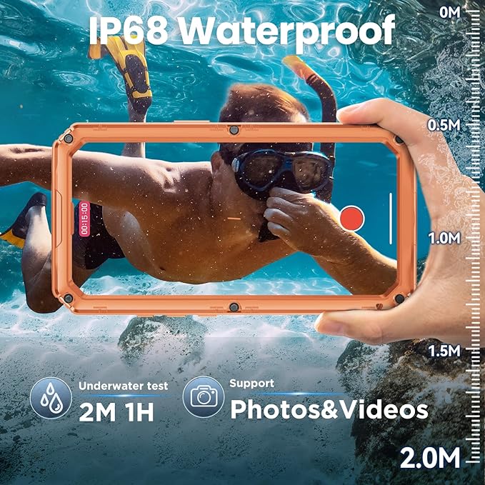 Mitywah Waterproof Case for iPhone 17, Rugged Metal Case with Built-in Screen Protector, Heavy Duty Full Body Shockproof Protective Cover 6.3 inch, Orange