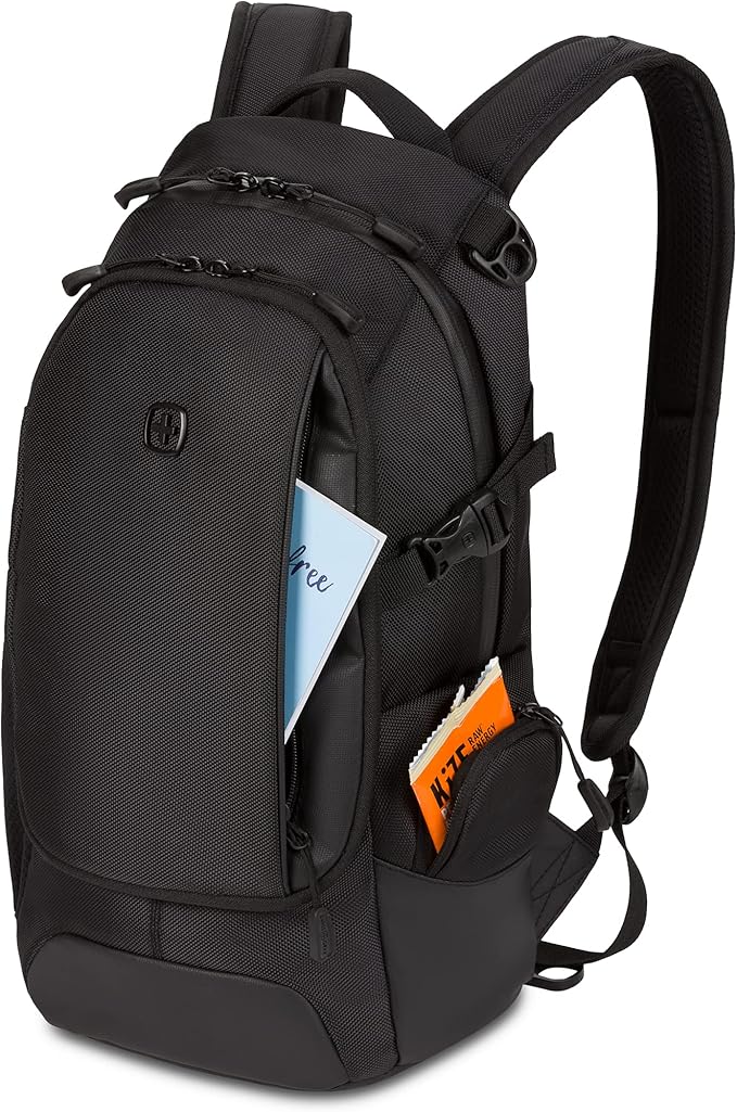 SwissGear 3598 Backpack Narrow Daypack, Black Ballistic, 18-Inch