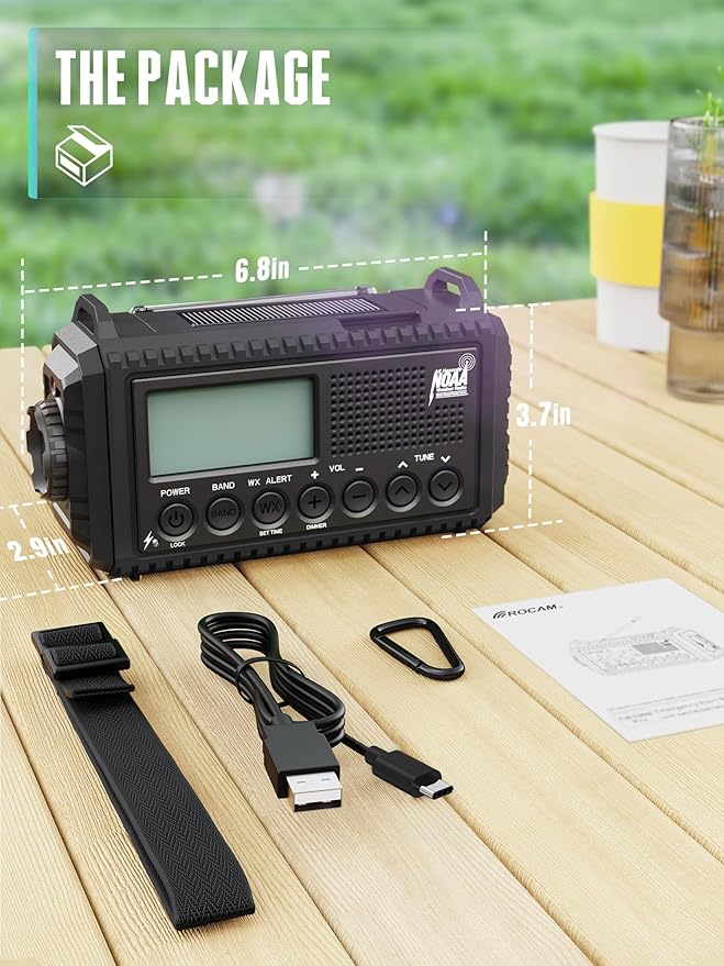 5000 Hand Crank Emergency Radio, NOAA Weather Radio with Backlit LCD Screen, 5 Way Powered, AM/FM/Shortwave &Solar Radio,Rechargeable Battery, Flashlight & Reading Light,SOS Alarm,Cell Phone Charger