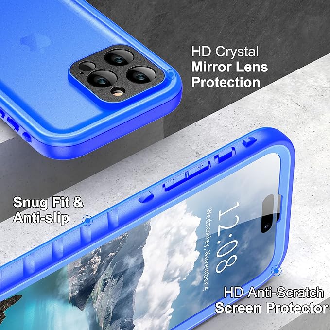 SPORTLINK Design for iPhone 14 Pro Max Case Waterproof - Shockproof Dustproof Phone Case with Screen Protector for iPhone 14 Pro Max, Full Body Protective Case 6.7'' Blue