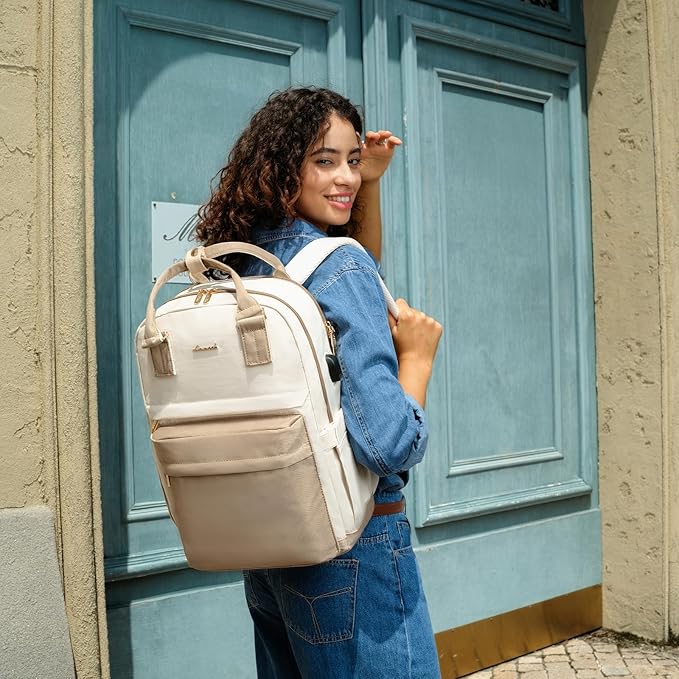 LOVEVOOK Laptop Backpack for Women Men, 17.3 Inch Laptop Bag with USB Port Fashion Waterproof Backpacks Teacher Nurse Stylish Travel Bags Vintage Daypacks for College, Work