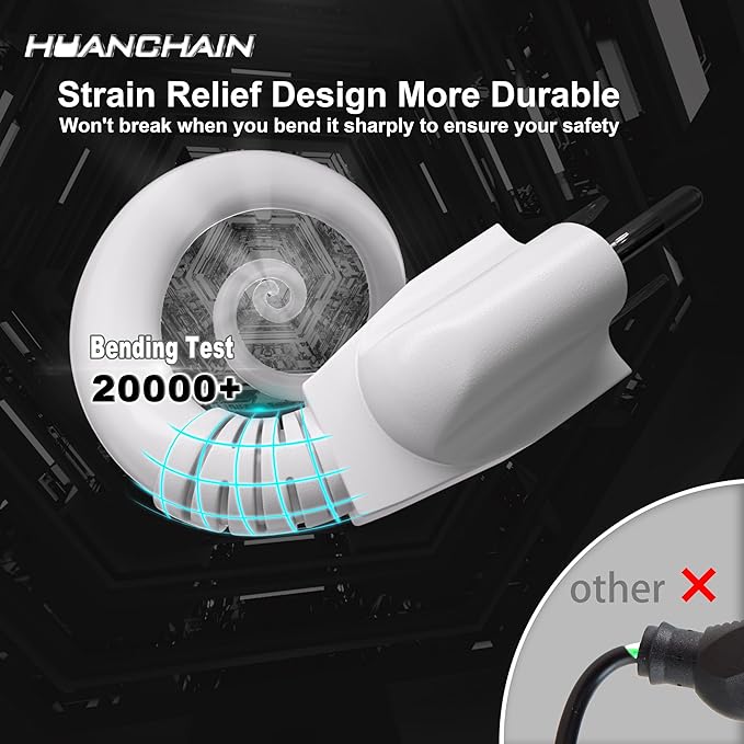 HUANCHAIN 13A 1625W 125V 16AWG 3 FT 16 Gauge White Indoor Outdoor Extension Cord Waterproof, Flexible Cold Weather 3 Prong Electric Cord Outside,SJTW, ETL Listed