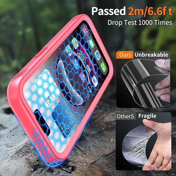 Cozycase Girls Womens Ladies Case for iPhone 16e/iPhone 17e Waterproof Impact Smash Dust Shock Proof Indestructible 16/17 e Around Enclosed Underwater Swimming Case with Lanyard Strap Frosted Pink