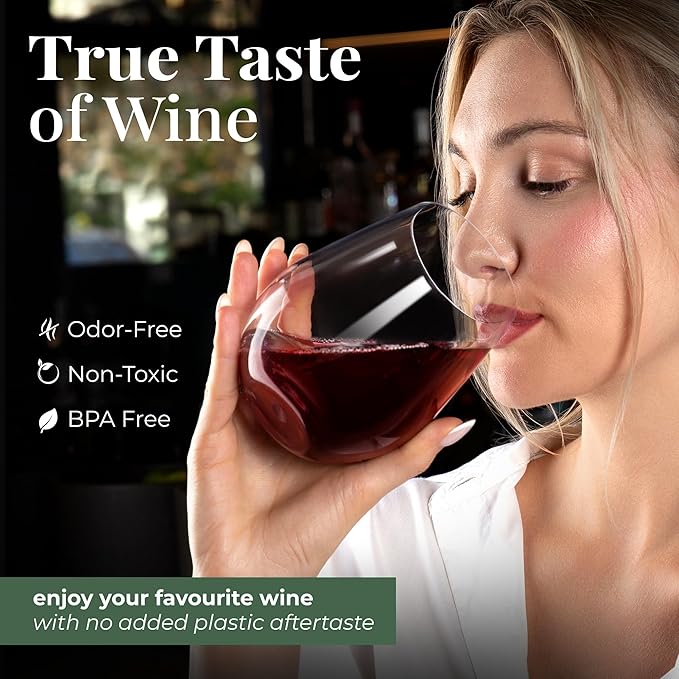 Vivocci Unbreakable Plastic Stemless Wine Glasses 20 oz | 100% Tritan Heavy Base | Shatterproof Glassware | Ideal For Cocktails & Scotch | Perfect For Homes & Bars | Dishwasher-Safe | Set of 4