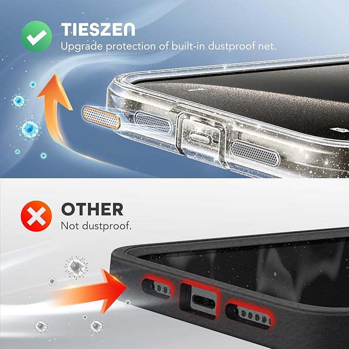 TIESZEN for iPhone 15 Pro Max Case, Compatible with MagSafe, Built-in Privacy Screen Protector and Camera Protection, Anti Spy Full Body Dustproof Shockproof Hard Phone Case 6.7", Shiny Clear