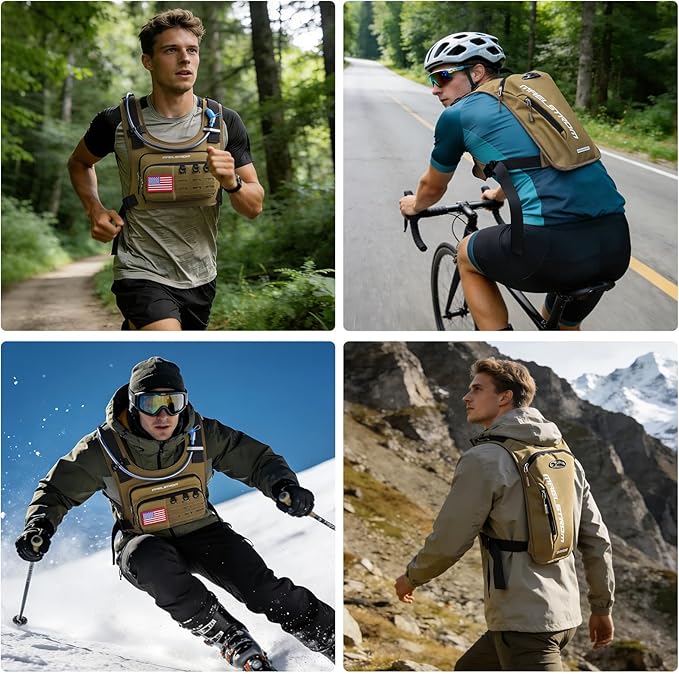 Maelstrom Running Vest, Detachable Hydration Backpack for Men Women with 2L Water Bladder & Chest Pack, Breathable Hiking Water Backpack for Cycling, Climbing, Marathon