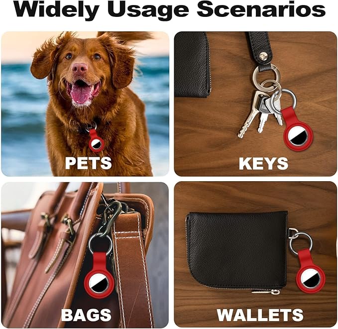 Linsaner Compatible with AirTag Case Keychain for Air Tag Holder Silicone for AirTags Key Ring Cases Tags Chain for Apple for AirTag GPS Item Finders Accessories，Red