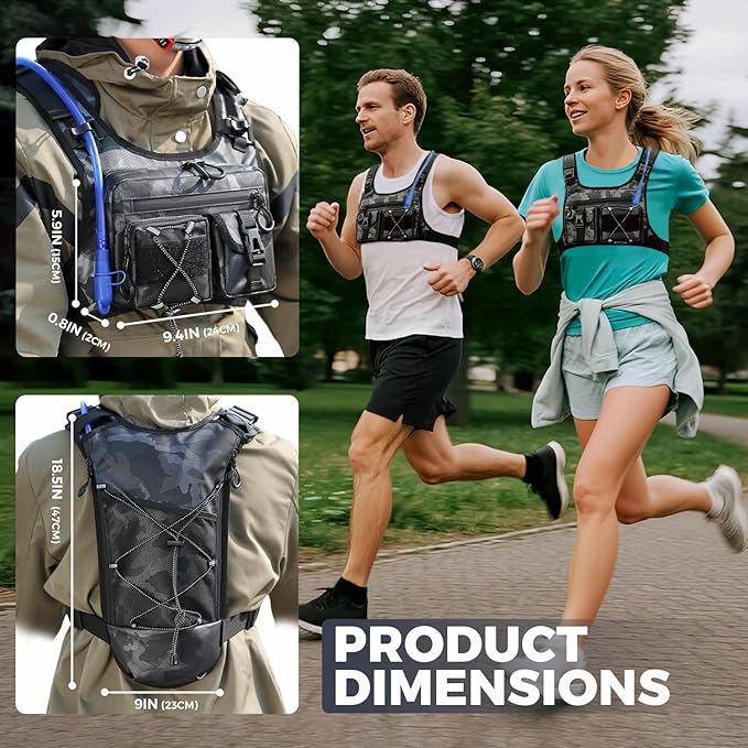 Criuage USA Original Patent Running Hydration Vest Backpack, Lightweight Chest Pack with 2.0L Water Bladder Bag Daypack for Hiking Running Cycling Race Marathon for Women Men