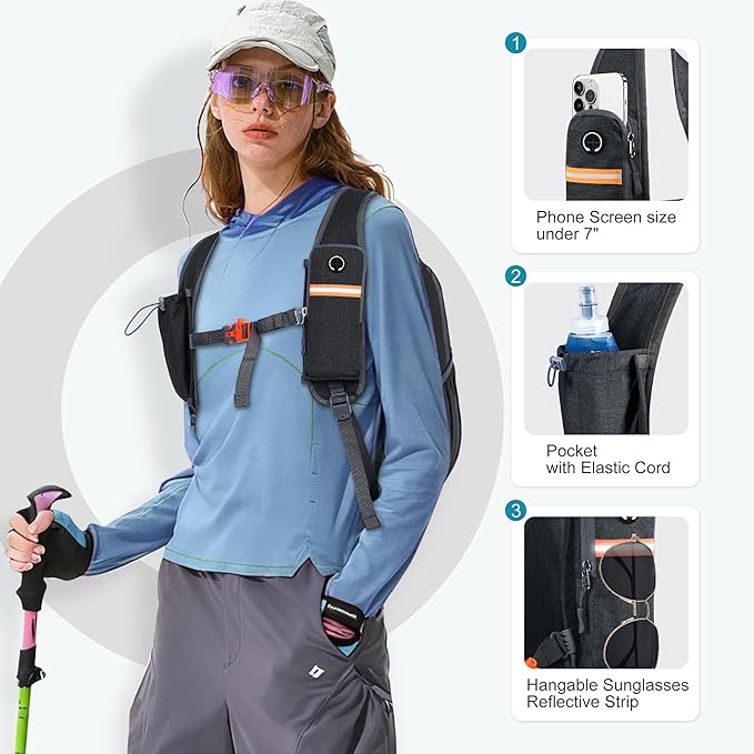 FIORETTO 15L Hiking Backpack for Women Men Mini Packable Backpack Lightweight Small Daypack for Camping Travel Outdoor, Black