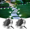 Peasur Solar Ground Lights Outdoor, 2 Pack Flat Solar Powered Disc Lights, IP68 Waterproof, Anti-Rust, Landscape Lighting for Pathway Garden Yard Lawn Walkway Landscape Driveway, Mini, Cool White