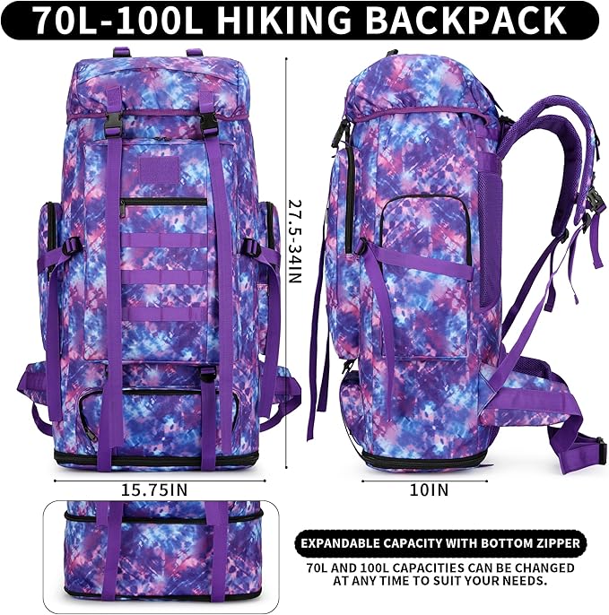 Hiking Backpack for Men 70L/100L Camping Backpack Military Rucksack Molle 3 Days Assault Pack for Climbing | Camping Backpack, 3 Days Assault Pack, for Climbing