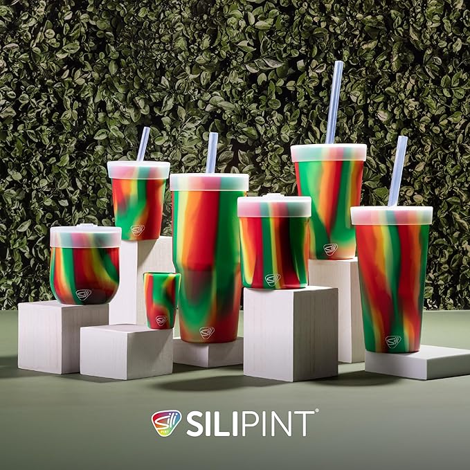 Silipint: 32oz Silicone Straw Tumbler, Unbreakable, Non-Toxic, Dishwasher Safe - Pack of 4