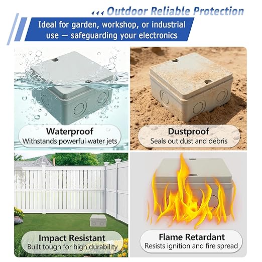 NineLeaf Junction Box, Waterproof Electrical Box IP66 Water Resistant Dustproof ABS Plastic Project Enclosure for Electronics, External Size 4.2 x 4.2 x 2.3inch(107 x 107 x 58 mm)
