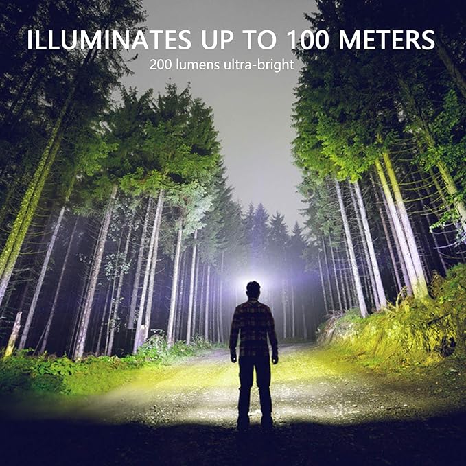 Vekkia Ultra Bright LED Headlamp-5 Lighting Modes,White & Red LEDs Head Lamp, Camping Accessories Gear. IPX6 Waterproof Headlight for Running,Cycling,Fishing,Hiking,Repairing. Batteries Included