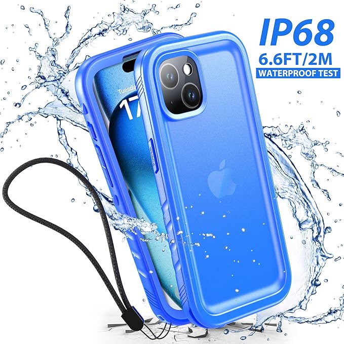 SPORTLINK for iPhone 15 Case - IP68 Waterproof Military Protective Full Body Heavy Duty Shockproof 360 Sealed Dustproof with Camera Screen Protector Phone Cover for i Phone 15 6.1" Blue