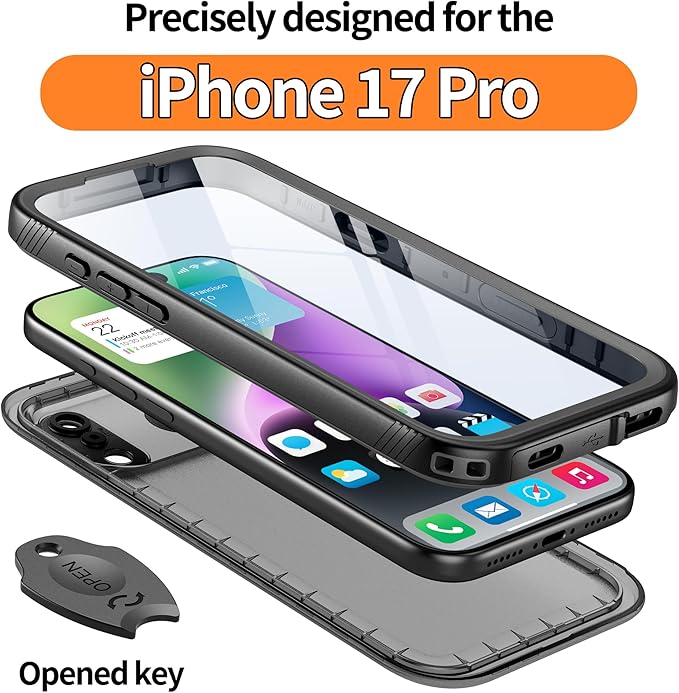 Cozycase TOP Military Protective IP68 Waterproof Case for iPhone 17 Pro Heavy Duty 360 Shockproof Full Body with Screen Camera Protector Double Dustproof Hard Tough 17Pro Front Back Cover