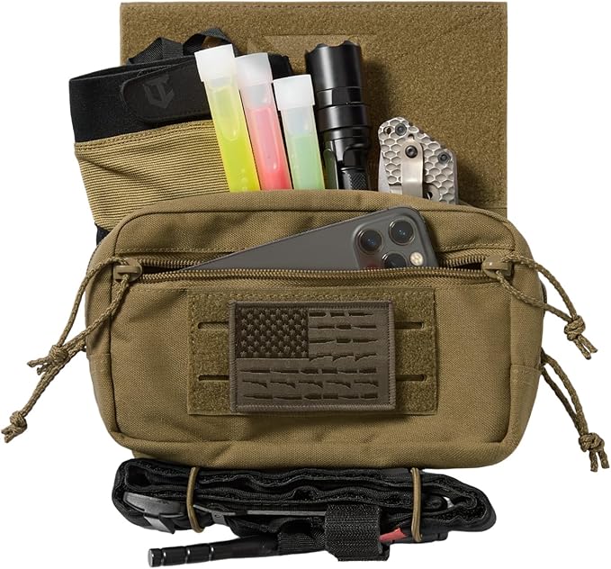 Tactical Admin Pouch Laser Cut MOLLE EDC Tool Organizer with Carabiner and Keychain Modular Dangler Utility Sack