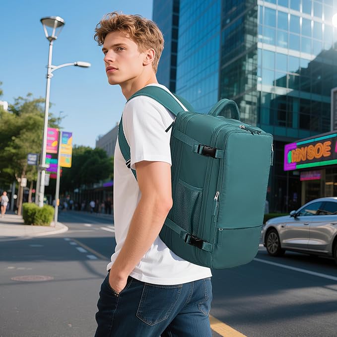 Sinaliy Travel Backpack for Men, 40L Carry On Backpack, 17 Inch Laptop Backpack, Waterproof Backpack, College Bookbag, Person Item Flight Approved Trave Bag for Women