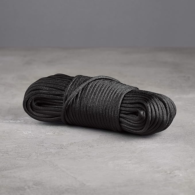Amazon Basics 550 Type III Paracord, 7-Strand Core, Versatile Utility Rope for Camping, High Strength - 5/32 Inch x 100 Foot (4mm x 30m), Black