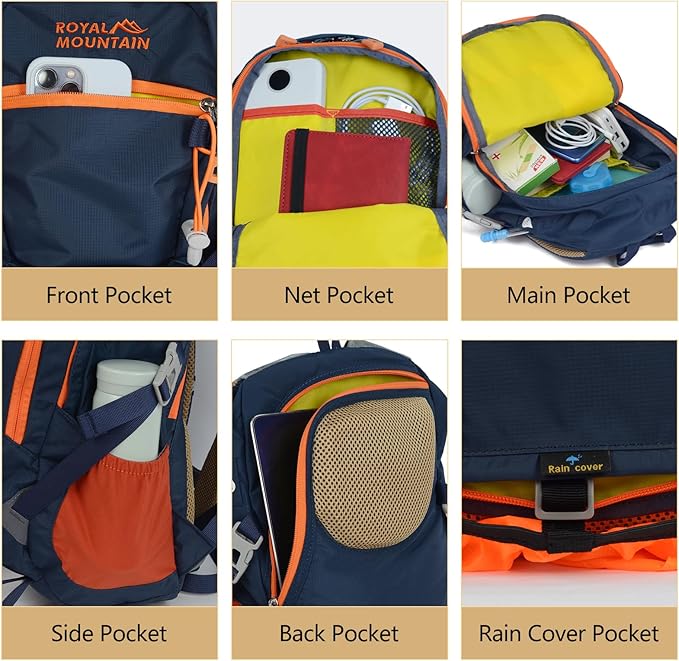 Small Hiking Backpack With Rain-cover, 20L Travel Backpacks For Women Men, Camping Daypack Backpacks Lightweight, Durable Hiking Backpack Fit For Camping, Daily Commuting, Short Trips (Navy Blue)