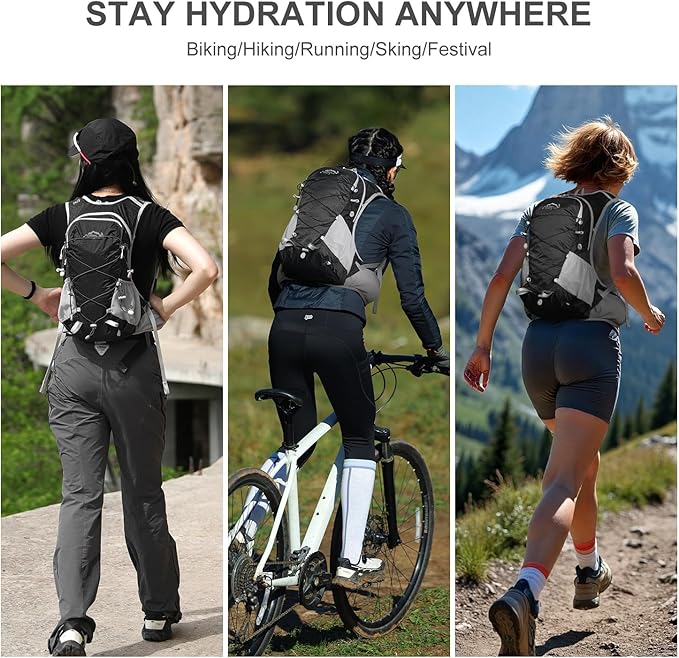 IX INOXTO Hydration Backpack, 18L Lightweight Hiking Backpack with 2L Water Bladder Daypack Women Men, Water Backpack Insulated Hydration Pack for Hiking, Running, Festival, Cycling