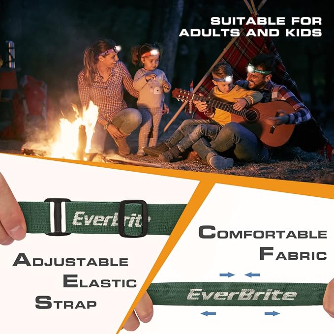 EverBrite Headlamp, 5 Pack Kids Headlamp with Red Light and Memory Function, Head Lamp for Adults and Kids with 5 Modes, Bright Headlamps for Camping, Running, Christmas Gifts, Batteries Included