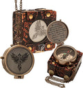 Handmade Brass Antique Compass with Leather Case – Vintage Finish Functional Pocket Navigation Tool for Travel, Hiking & Gift