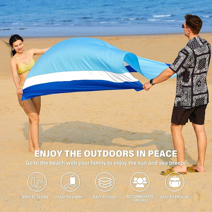 Famstar Beach Blanket Oversized Extra Large 78" X 81",Waterproof Sandproof Beach Blanket 1-7 Adults Lightweight Durable for Travel Camping Hiking Picnic