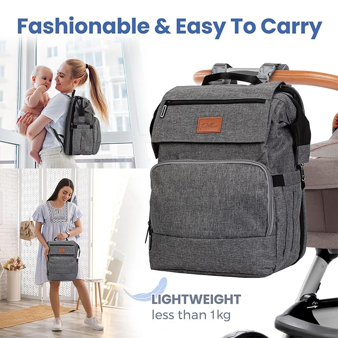PILLANI Baby Diaper Bag Backpack - Baby Bags for Girls & Boys, Large Waterproof Diaper Backpack - Baby Shower Gifts & Registry Must Haves - Travel Diaper Bags with Changing Pad - Stuff for Newborn