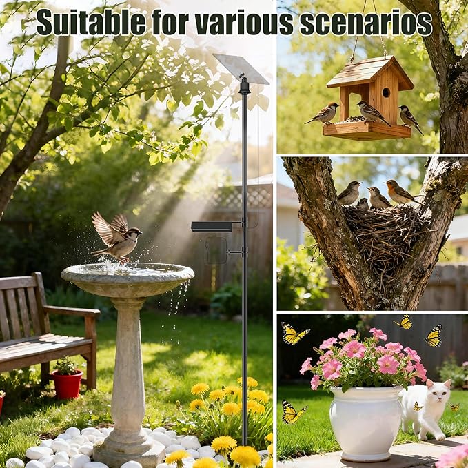 Ground Stake Mount Stand for Outdoor Cameras and Solar Panels, Adjustable Height and Angle Security Camera Pole, Universal 1/4"-20 UNC Thread, Compatible with Arlo, Wyze, Ring Stick up Cam and More