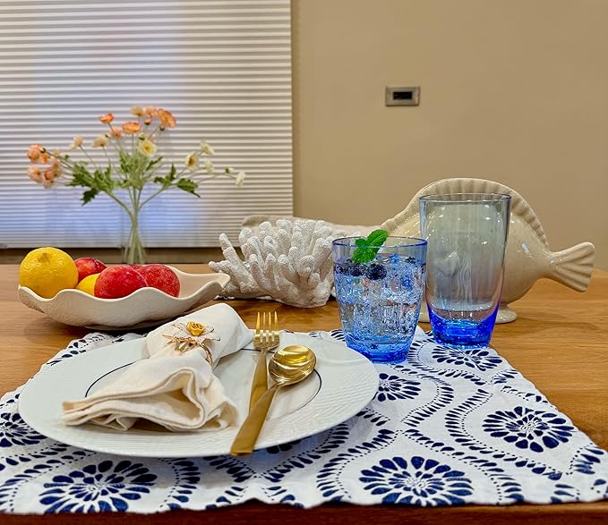 KLIFA- ETON- 15.2 & 20.8 ounce, Acrylic Tumbler & Highball Drinking Glasses Set, BPA-Free, Stackable Plastic Drinkware, Dishwasher Safe Cups, Blue