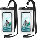 CACOE [Floatable] Floating Universal Waterproof Phone case 2 Pcs-Up to 7.0",Phone Pouch with Adjustable Neck Lanyard,IPX8 Cellphone Dry Bags for Vacation Water Activities（Black+Black-#2）