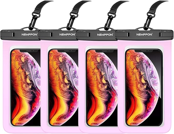 4 Pack 8.5“ Waterproof Cell Phone Pouch - Underwater Dry Bag Case Lanyard - Water Proof Clear Holder Protector for iPhone 16 15 14 Pro Max Plus Samsung Galaxy S25 S24 Ultra Note for Beach Swimming