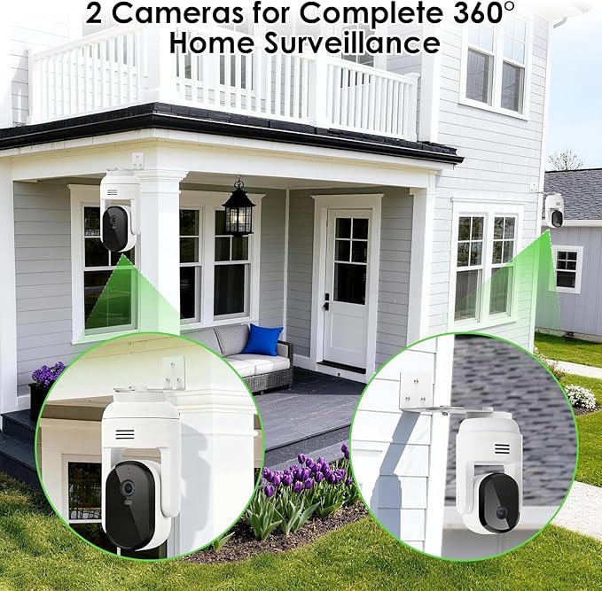 2Packs Adjustable Corner Mount Bracket for Arlo Essential Indoor /Outdoor Pan Tilt Security Camera, Metal Wall Mount with Coverage of 300° on Both Sides of House, Reduce Blind Spots, Keep 360° Swivel