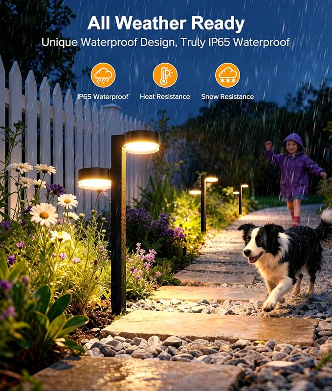 Solar Pathway Lights Outdoor Waterproof, 6 Pack Dual-Head Solar Lights Outdoor, 2X Brighter 24 LED Outdoor Solar Garden Light for Yard Path Walkway Driveway Solar Powered Landscape Lighting