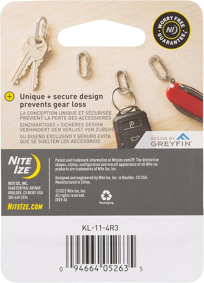 Nite IZE MicroLink Carabiner, Stainless Steel Mini Key Rings for Keys Fobs MultiTools and More, 4 Pack