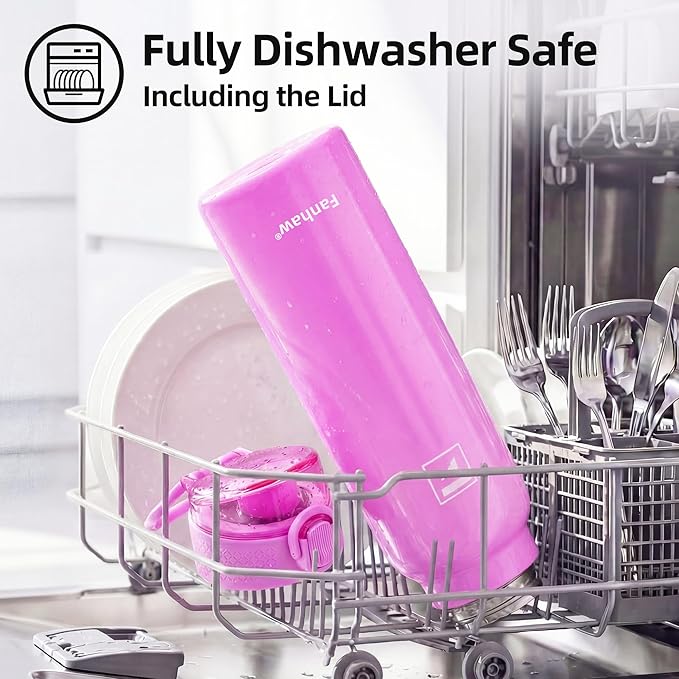 Fanhaw Daylite Series 24 oz Stainless Steel Insulated Water Bottle with Silicone Spout Lid, Double-Wall Vacuum Leakproof Metal Bottle, Anniversary Birthday Gift for Kids, Women & Men (Purple)